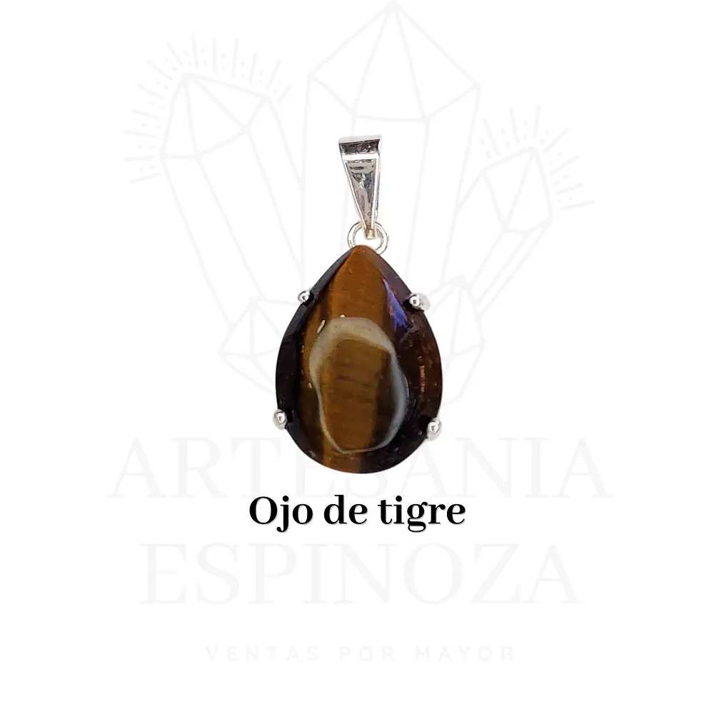 Colgante de piedra en gota baño en plata