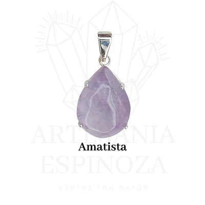 Colgante de piedra en gota baño en plata - amatista