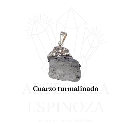 Colgante de piedra en bruto (tamaño L) - Cuarzo turmalinado