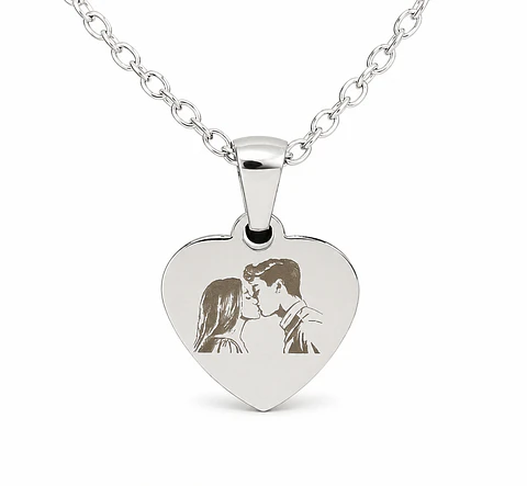 Medalla corazón  con Grabado personalizado - Acero inoxidable