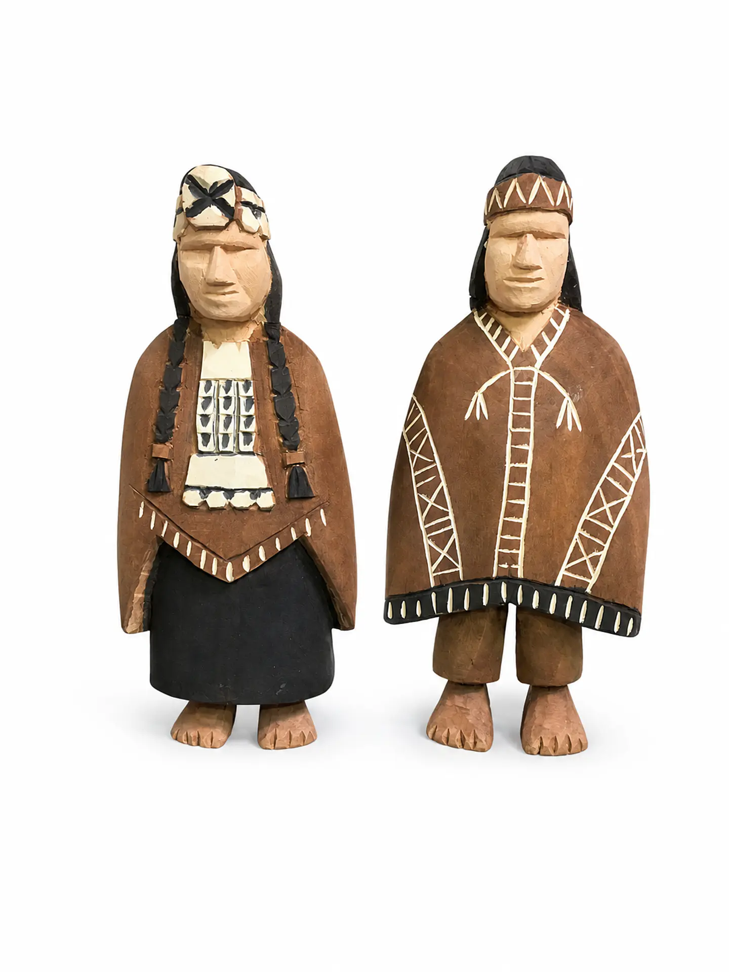 Pareja Mapuche de madera tallada a mano 1