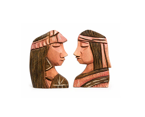 Pareja rostros - Tallados de madera nativa 