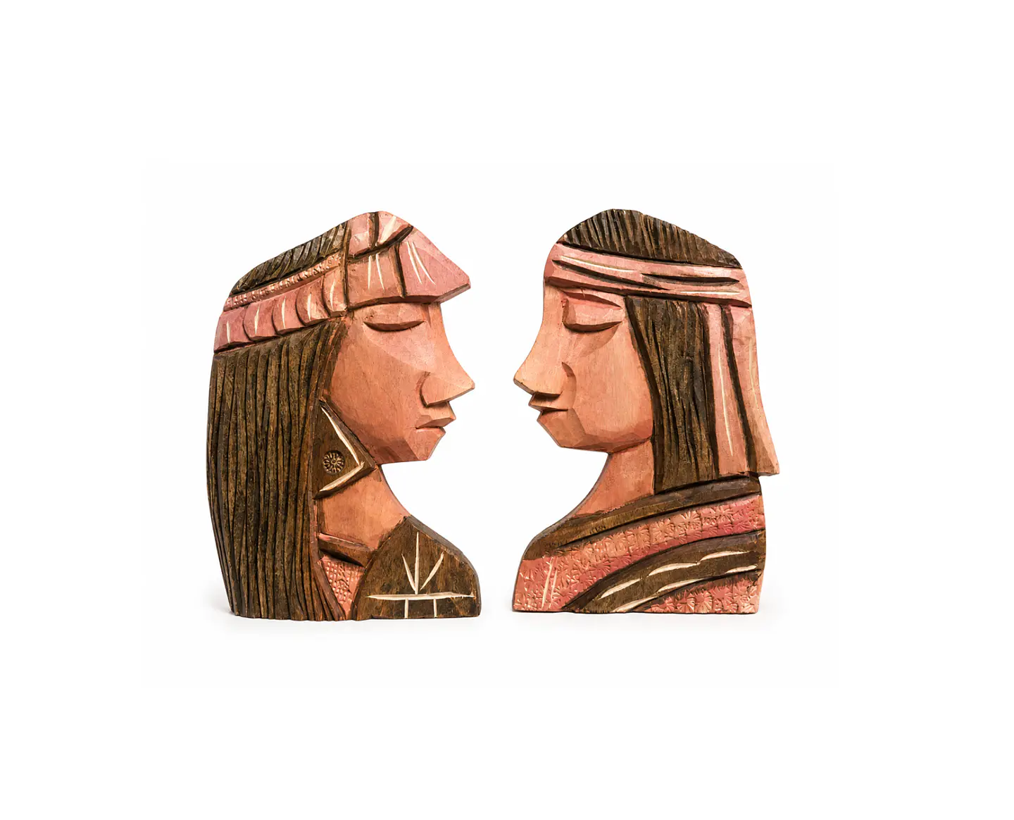 Pareja rostros - Tallados de madera nativa  1