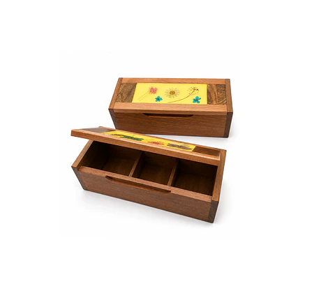 Caja para té - Madera raulí 3 compartimentos