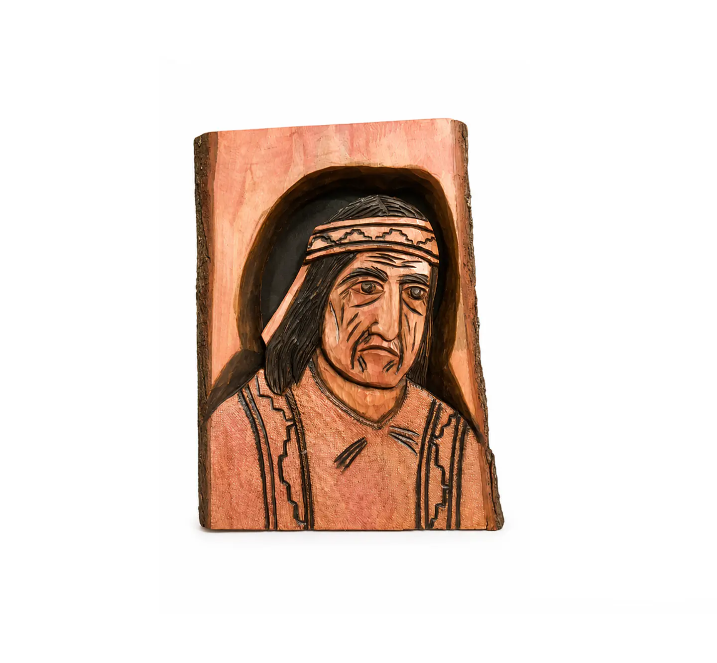 Tallado madera álamo - pareja mapuche - diseño único 2