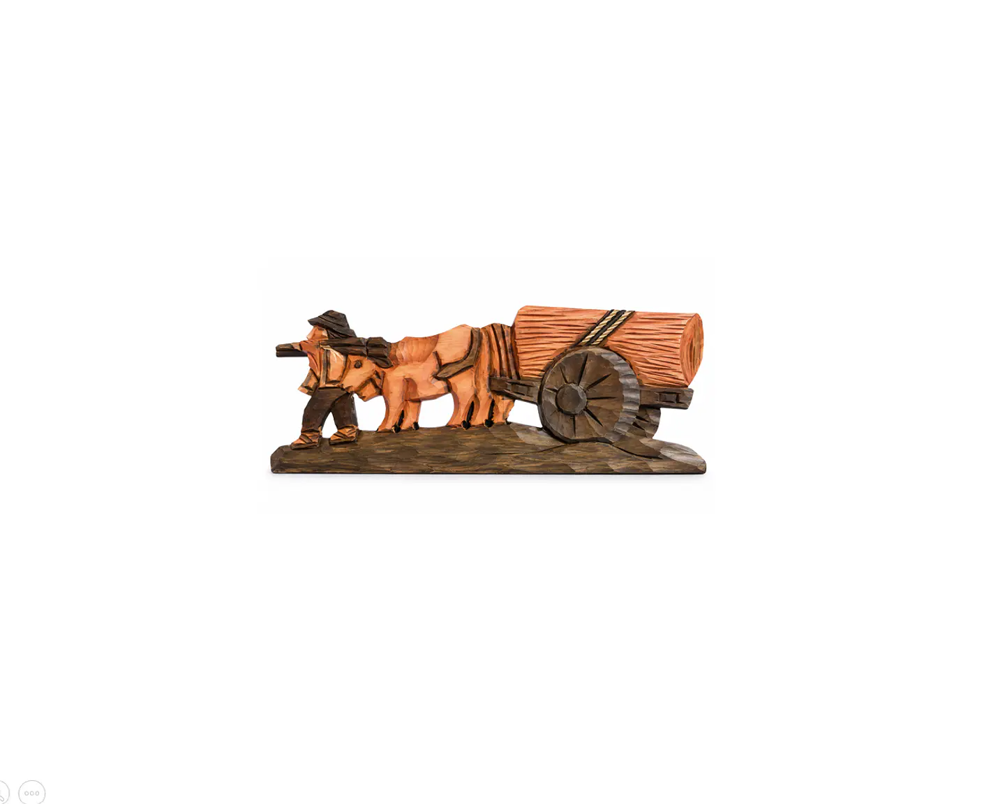 Tallado madera carreta yunta de bueyes pastor  2
