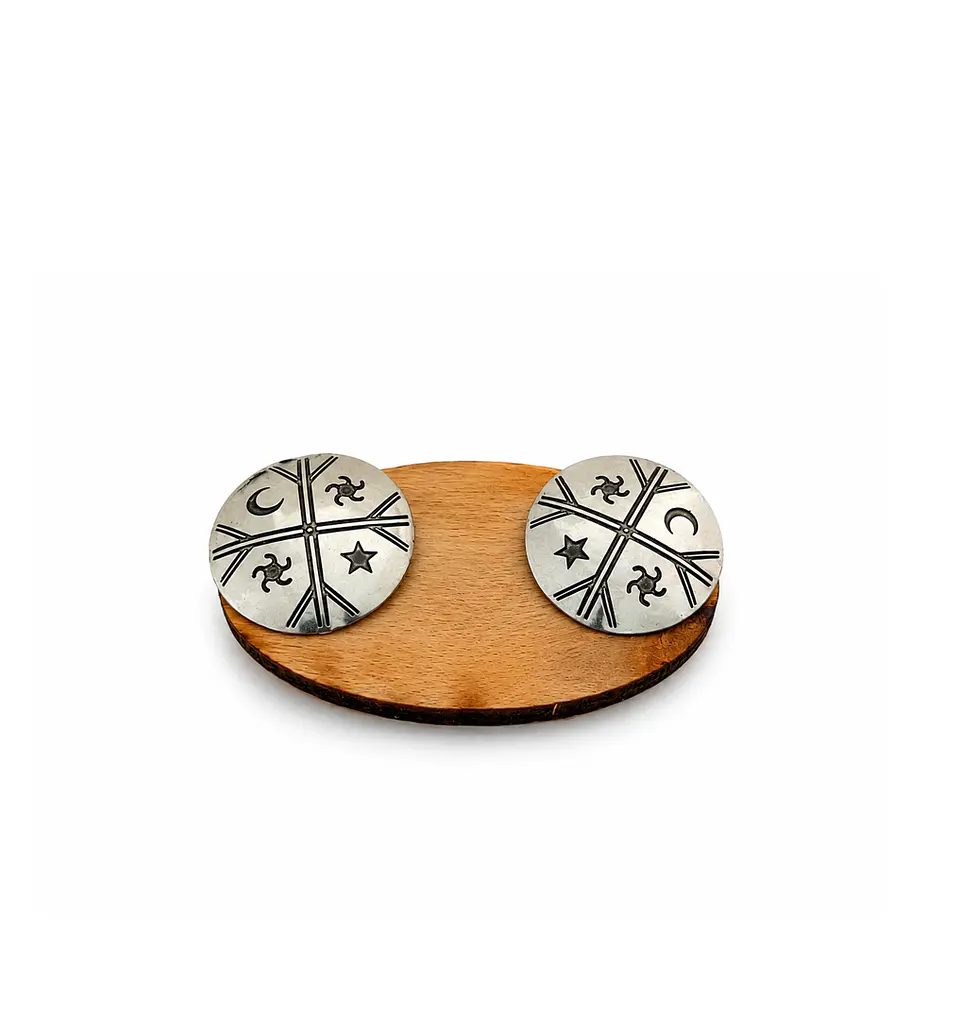 Aros con base de madera- Meli Witran Mapu acero y cobre 3