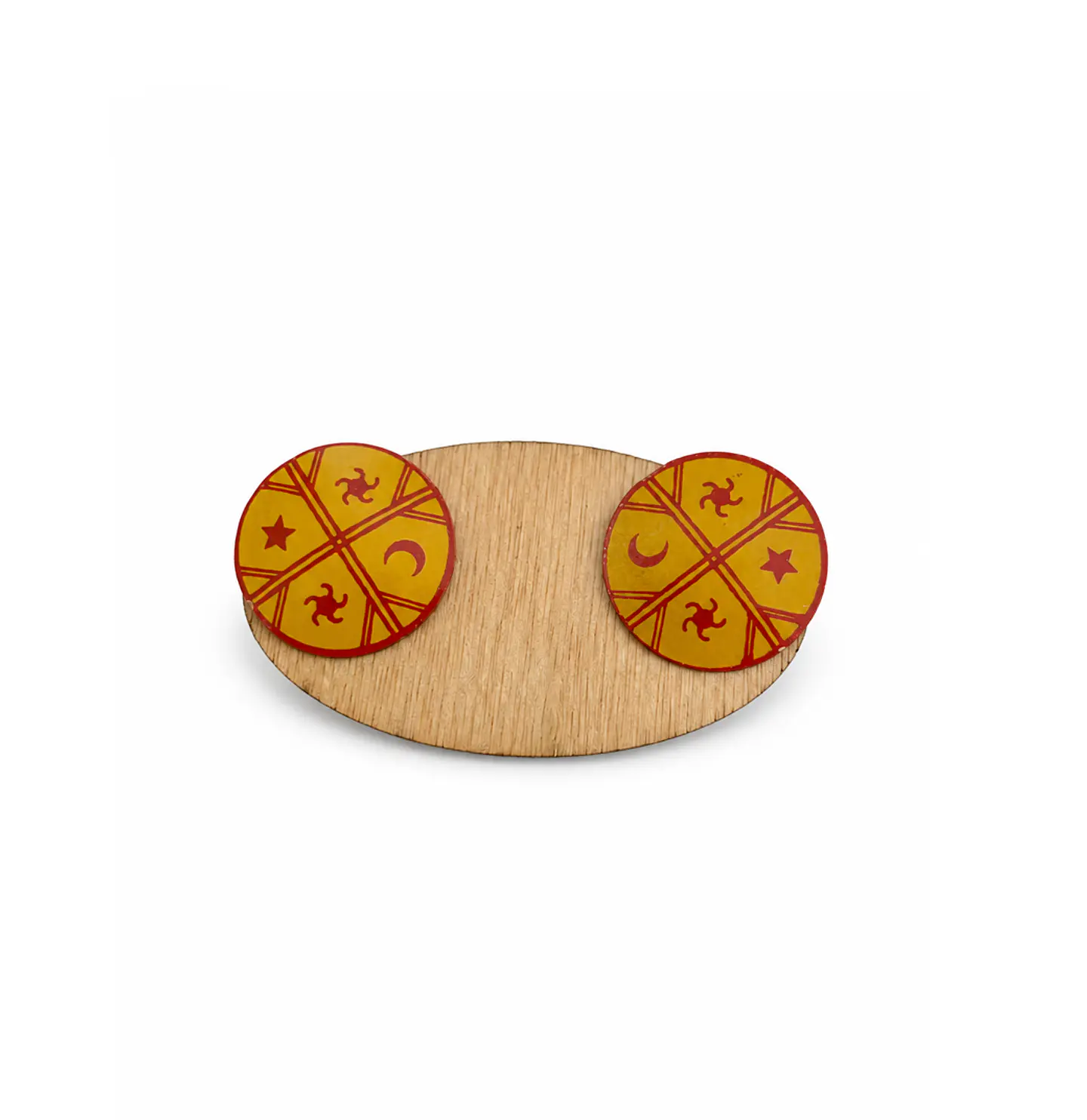 Aros con base de madera- Meli Witran Mapu acero y cobre 4