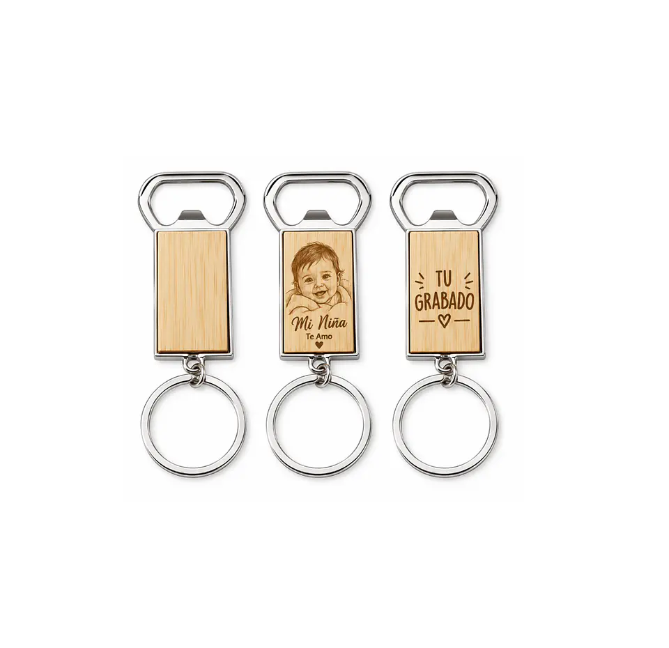 Llavero Destapador de Madera y Metal con Grabado Láser Personalizado 2