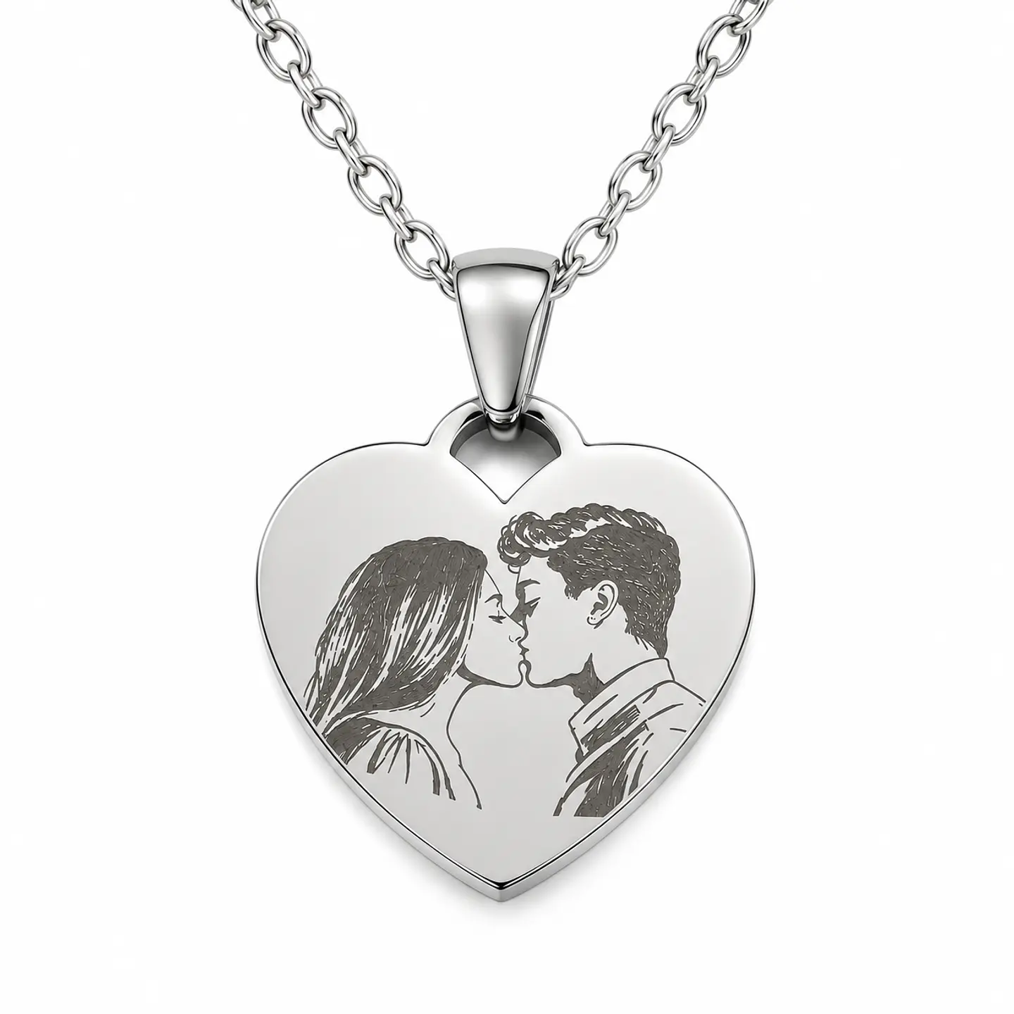 Medalla corazón  con Grabado personalizado - Acero inoxidable 3