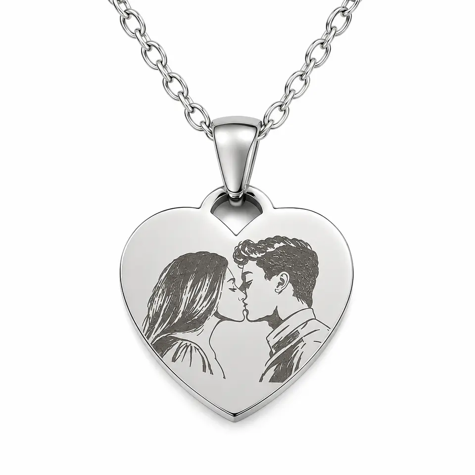 Medalla corazón  con Grabado personalizado - Acero inoxidable 3