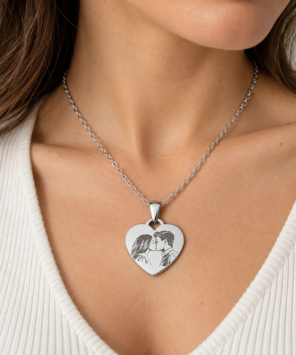 Medalla corazón  con Grabado personalizado - Acero inoxidable 4