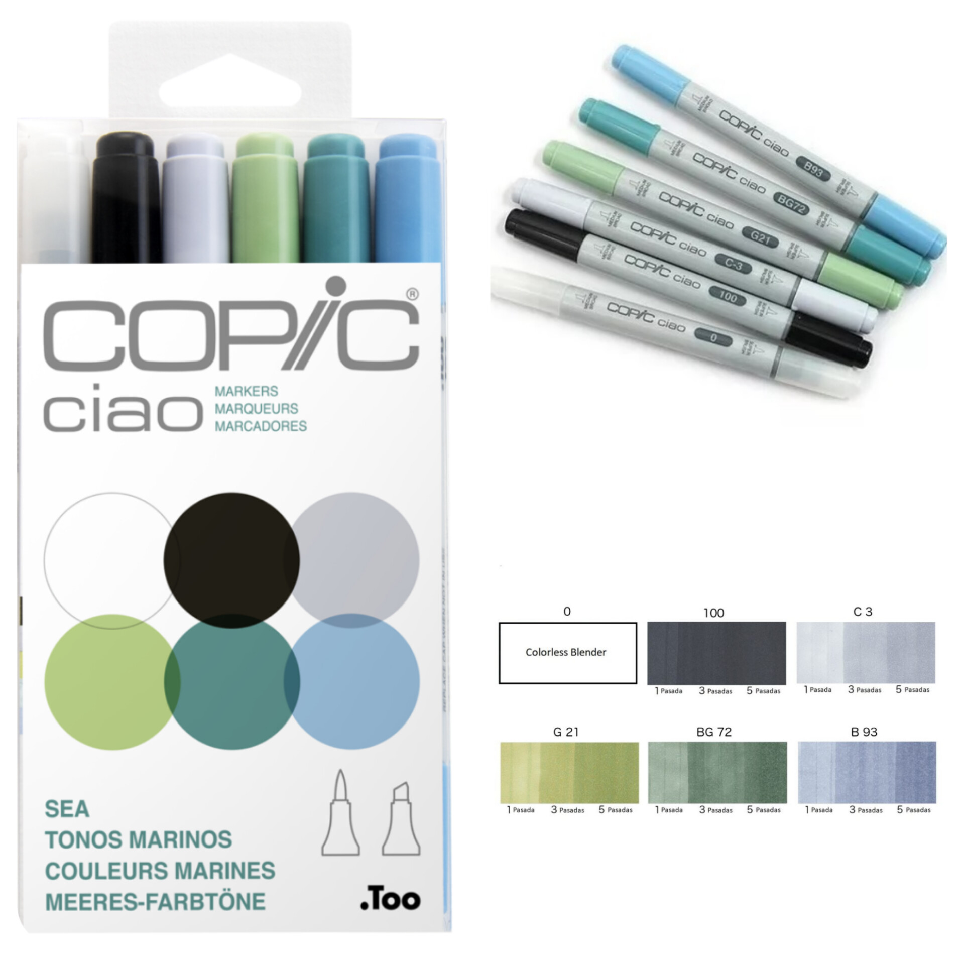 Set 6 marcadores COPIC Ciao