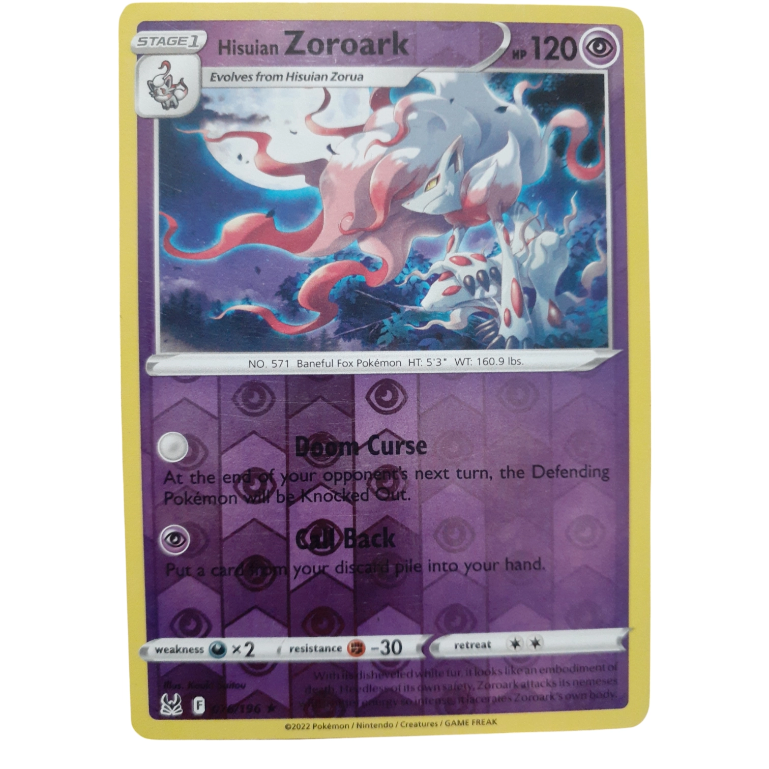 076/196 - Hisuian Zoroark -Reverse Holo