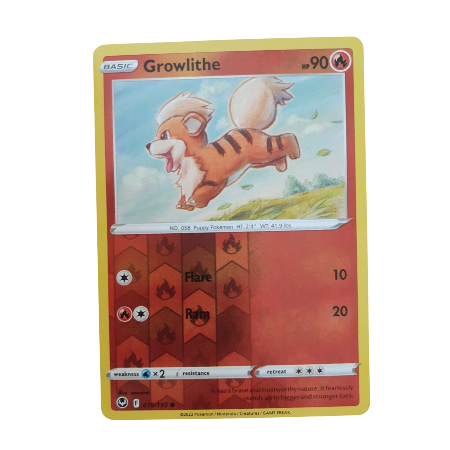 019/195 - Growlithe -Reverse Holo