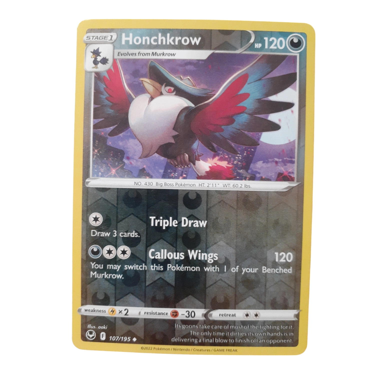 107/195 - Honchkrow -Reverse Holo
