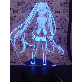 Lámparas led efecto 3d, HATSUNE MIKU, 7 Colores + control remoto ó de 3 colores básicos