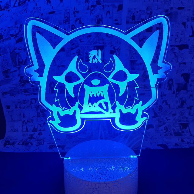 Lámparas Led Efecto 3D, aggretsuko, 7 Colores más combinaciones + control remoto incluido