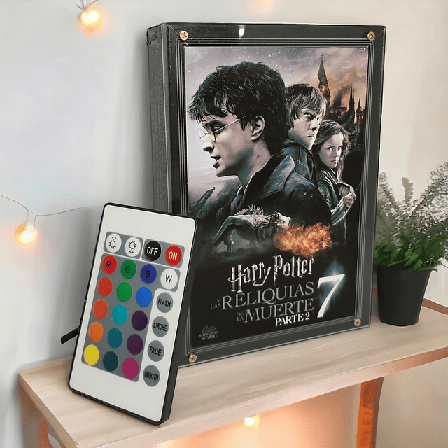 Marco elegante de luz LED, Harry Potter,(Reliquias de la Muerte) 7 Colores más combinaciones + control remoto incluído