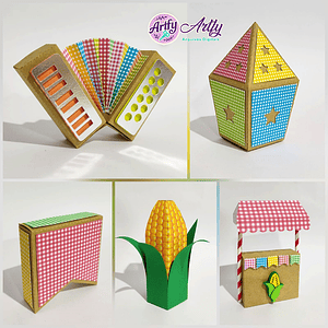 Kit Arraiá - Sanfona, Balão, Milho, Bandeira e Barraquinha