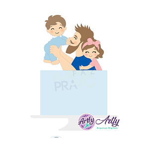 Topo de Bolo - Papai Filhos amados