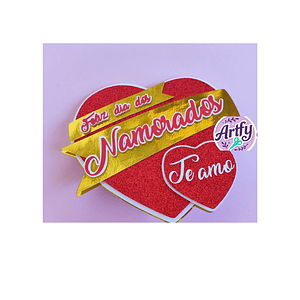 Topo de bolo - Feliz dia dos namorados 