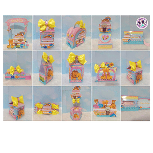 Caixinhas e Topo de bolo - Arca de Noé Rosa