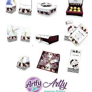 Kit Casamento - Floral Marsala 