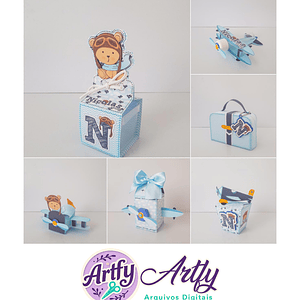 Caixas para Doces- Ursinho Aviador 