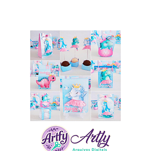 Kit Festa - Dinossauro Rosa 