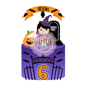 Topo de bolo - Halloween Menina