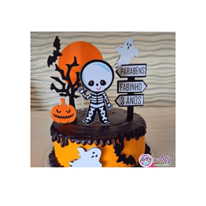 Topo de bolo - Halloween Esqueleto 