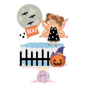 Topo de bolo - Halloween Menina Borboleta 