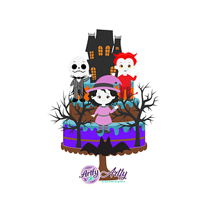 Topo de bolo - Halloween Caveira 