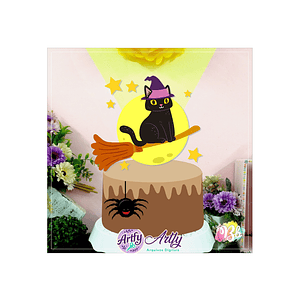 Topo de bolo - Halloween Gatinho 