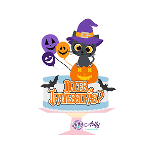 Topo de bolo - Halloween Gatinho 