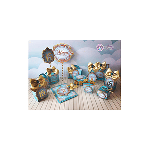 Kit 15 Anos Azul e Dourado 