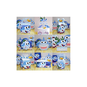 Caixinhas e Topo Para Festa - Baby Shark