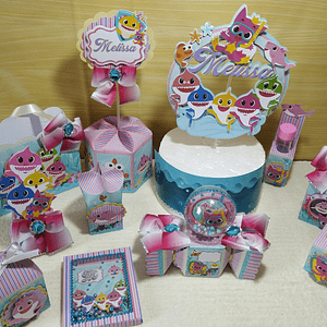 Caixinhas e Topo de Bolo - Baby Shark