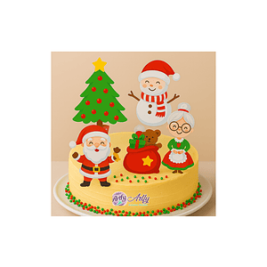 Topo de Bolo Natal - Papai Noel, Vovó e Boneco de Neve 