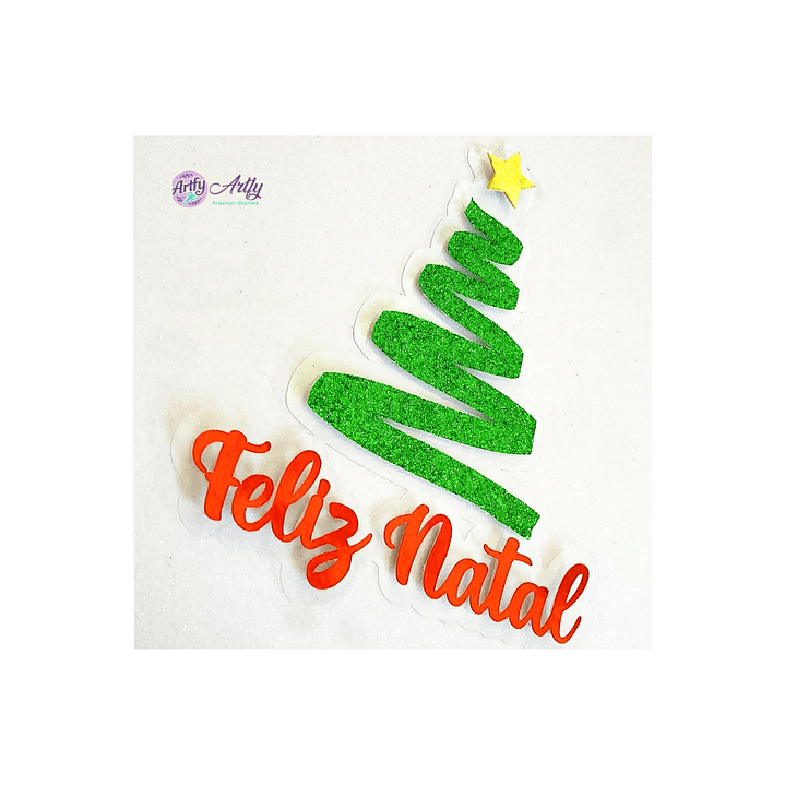 Topo de Bolo - Árvore Feliz Natal