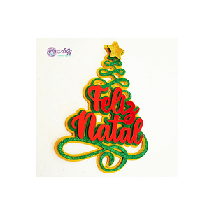 Topo de Bolo - Árvore Feliz Natal