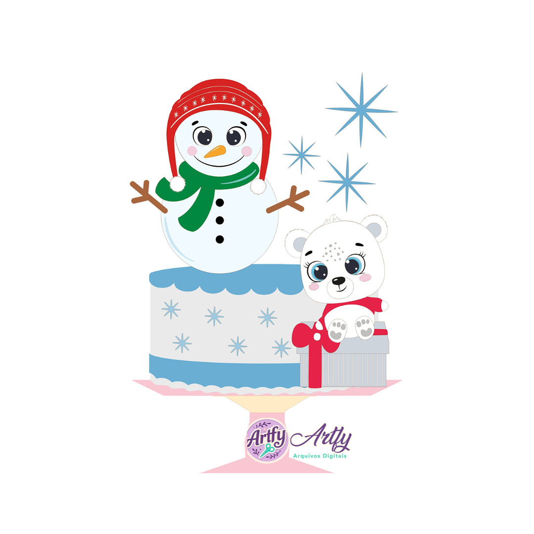 Topo de Bolo - Boneco de Neve  1