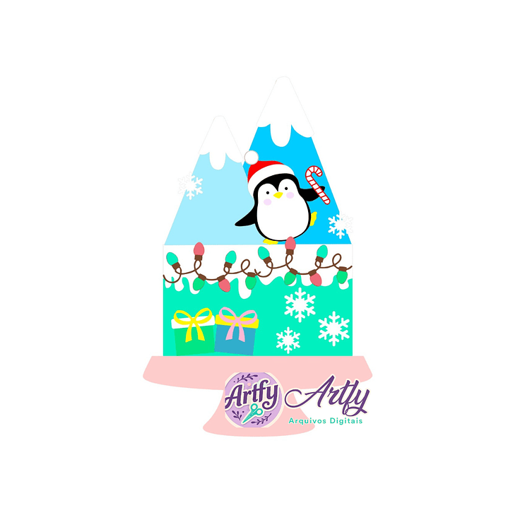 Topo de Bolo - Natal Pinguim  