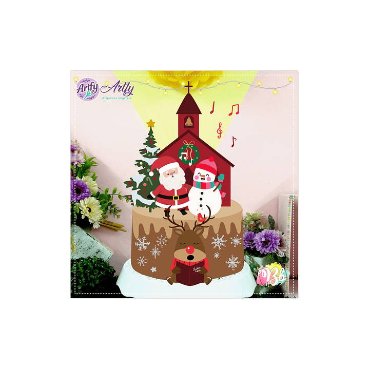 Topo de Bolo - Natal Boneco de Neve 