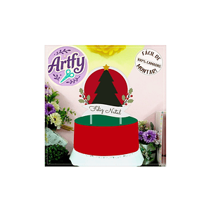 Topo de Bolo - Árvore Feliz Natal