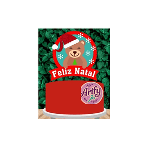 Topo de Bolo - Ursinho Feliz Natal 