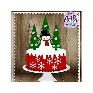 Topo de Bolo - Boneco de Neve Natal 