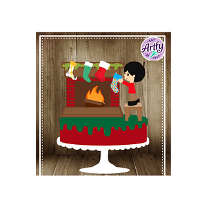 Topo de Bolo - Lareira Natalina 