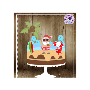 Topo de Bolo - Papai Noel Verão